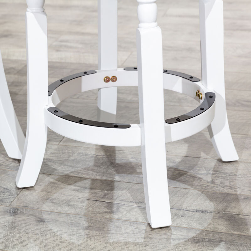 30" Barstool, White Finish, Charcoal Fabric Seat