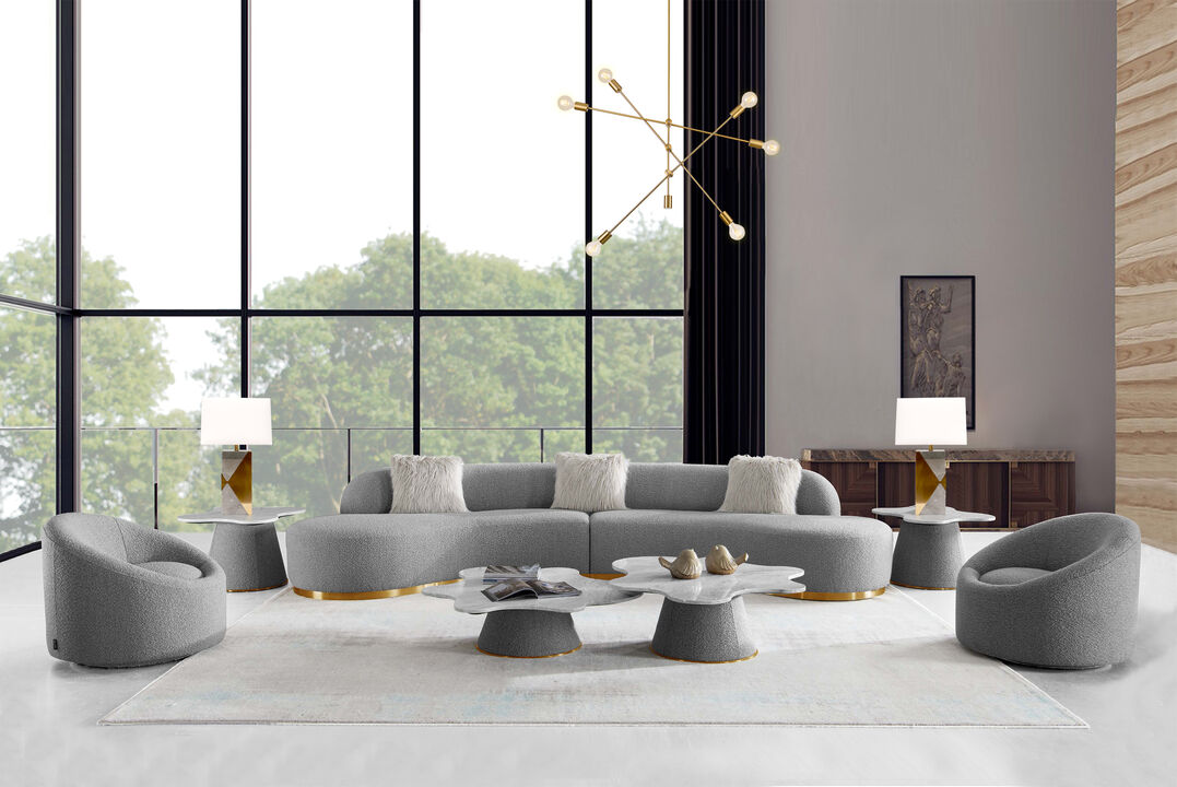 Pasargad Home Simona Collection Curved Sofa with 3 Pillows