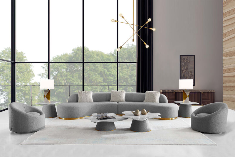 Pasargad Home Simona Collection Curved Sofa with 3 Pillows