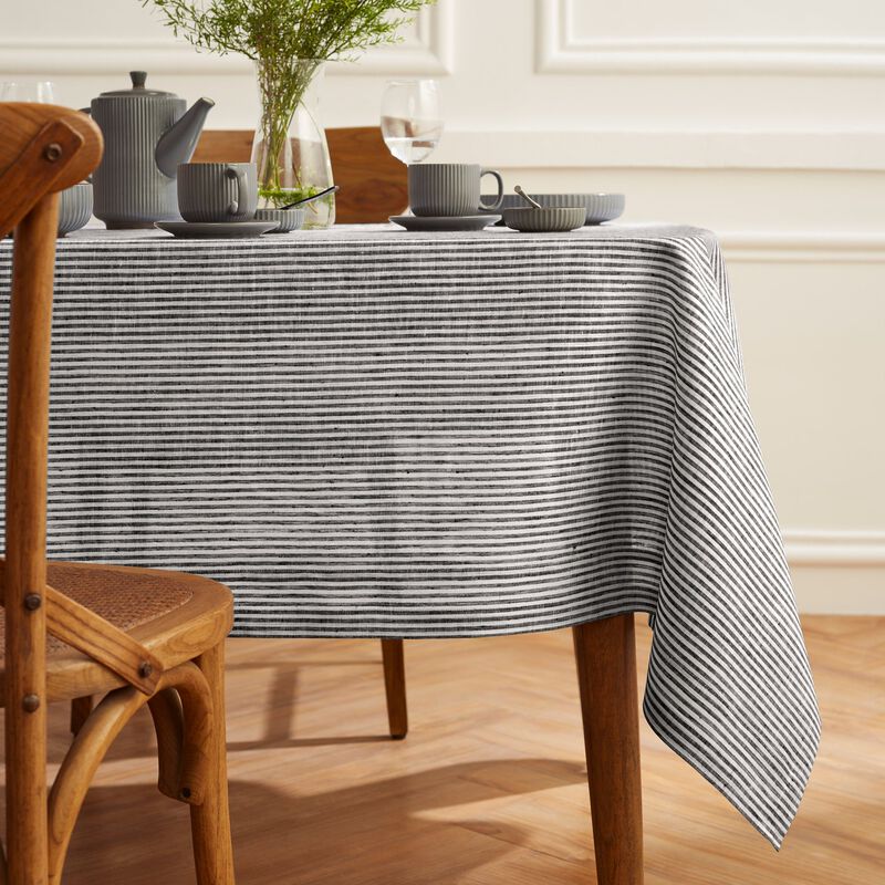 Solino Home 100% Pure Linen Tablecloth | Narrow Stripe