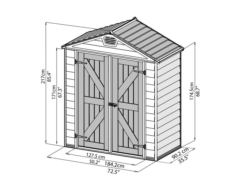 Palram - Canopia SkyLight 6' x 3' Shed - Gray