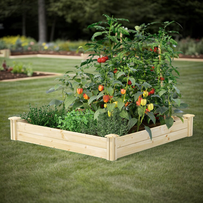 QuikFurn 4 ft x 4 ft Pine Wood Raised Garden Bed