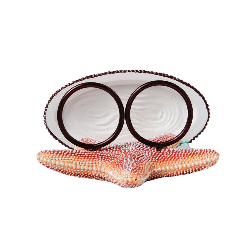 Saturday Knight Ltd South Seas Starfish And Shell Bath Toothbrush Holder - 4.58x2.6x3.97", Turquois