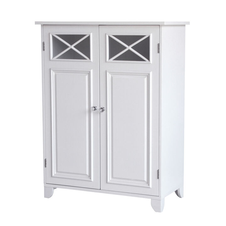 Teamson Home Dawson Wooden Floor Cabinet with Cross Molding and 2 Doors, White