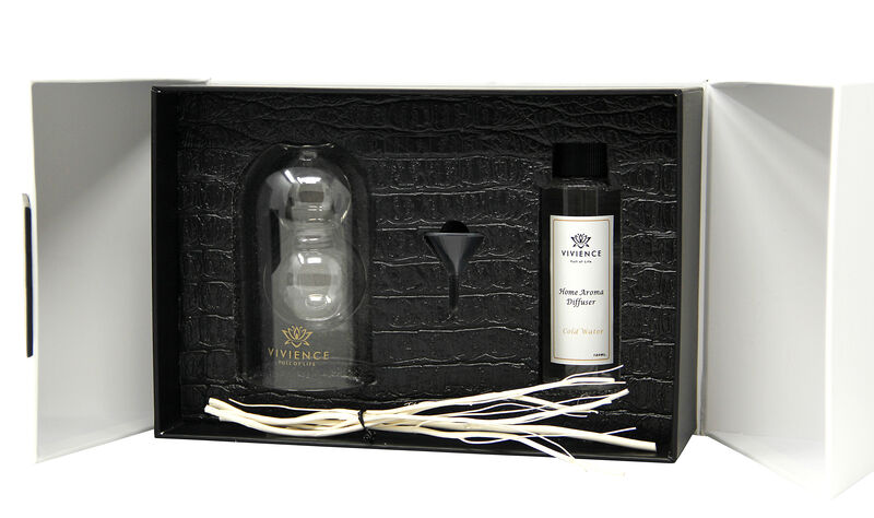 Clear Reed Diffuser With White Circular Inlay, "Lily Of The Valley" Scent