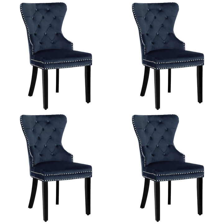 WestinTrends Velvet Upholstered Tufted Dining Chairs (Set of 4)