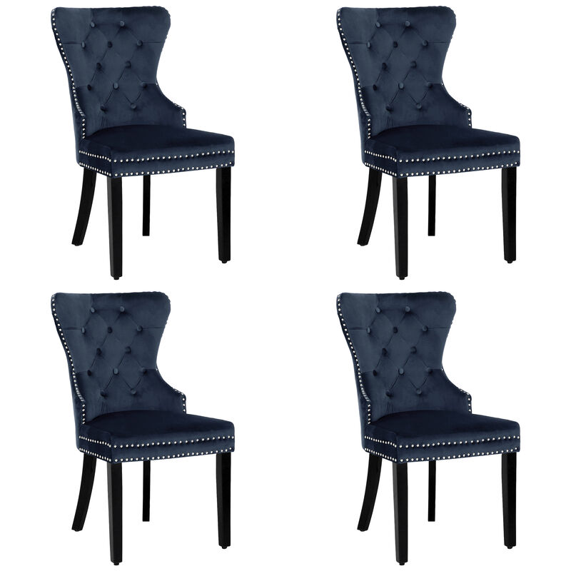 WestinTrends Velvet Upholstered Tufted Dining Chairs (Set of 4)