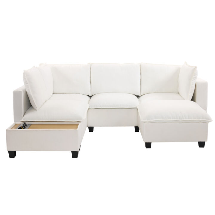 Merax Modular Chenille Sofa Couch with 1 Coffee Table