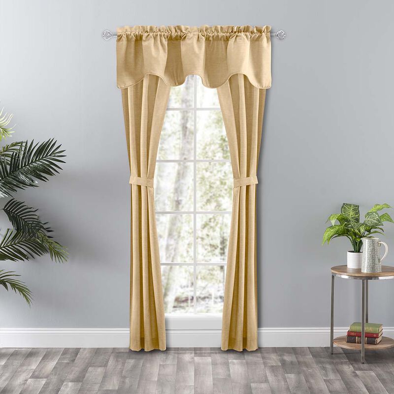 Ellis Curtain Lisa Solid Color Poly Cotton Duck Fabric Tailored Panel Pair with Ties