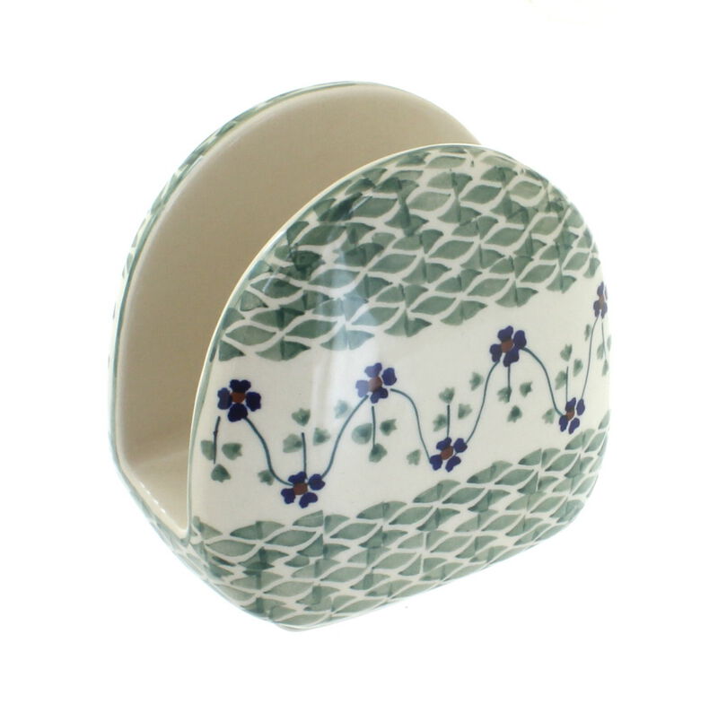 Blue Rose Polish Pottery Woodland Fern Napkin Holder