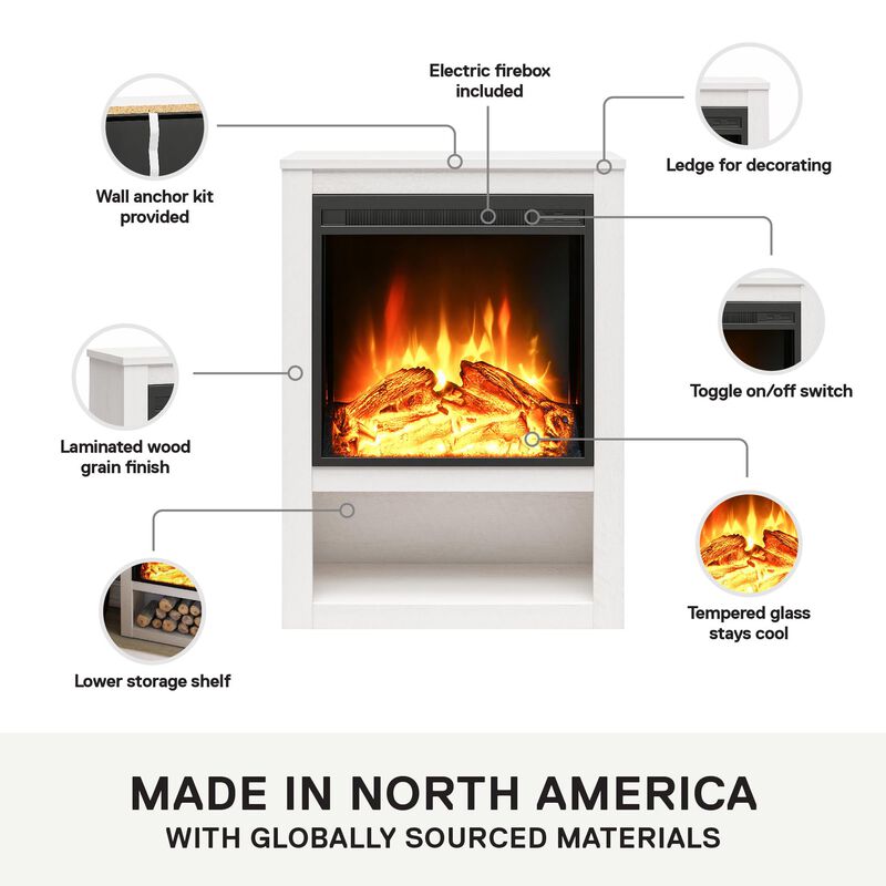 Ameriwood Home Clermont Electric Fireplace Space Heater Mantel