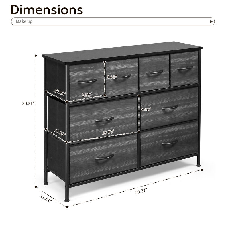 8-Drawer Storage Cabinet 4 Large & 4 Small Drawers for Organized Bedroom or Office Storage