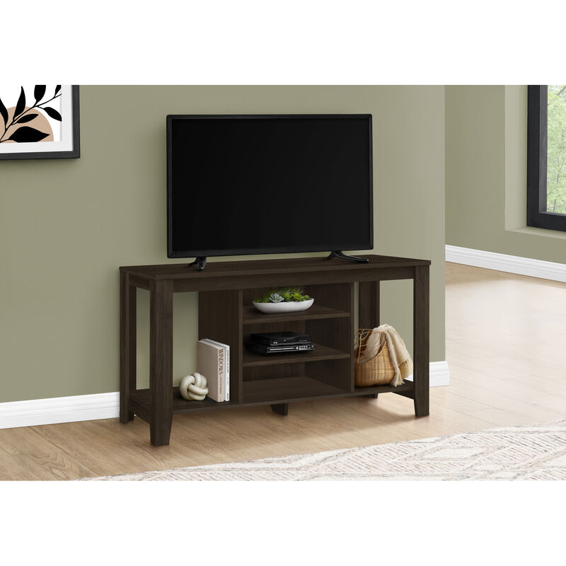 Monarch Specialties I 3529 Tv Stand, 48 Inch, Console, Media Entertainment Center, Storage Shelves, Living Room, Bedroom, Laminate, Brown, Contemporary, Modern