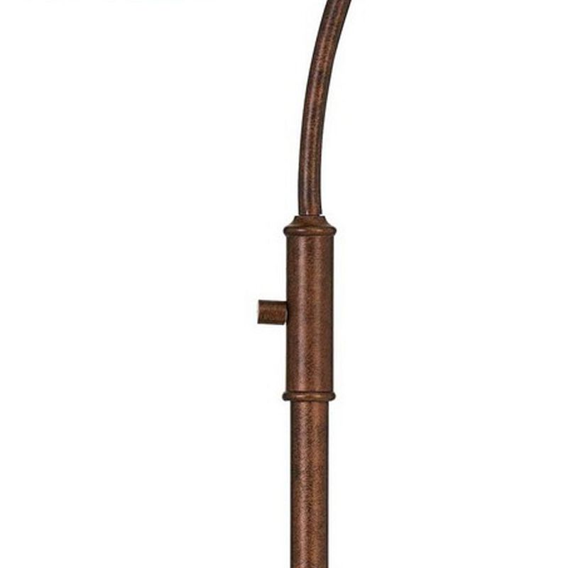 60 Inch Metal Downbridge Design Floor Lamp with Caged Shade, Rustic Bronze-Benzara