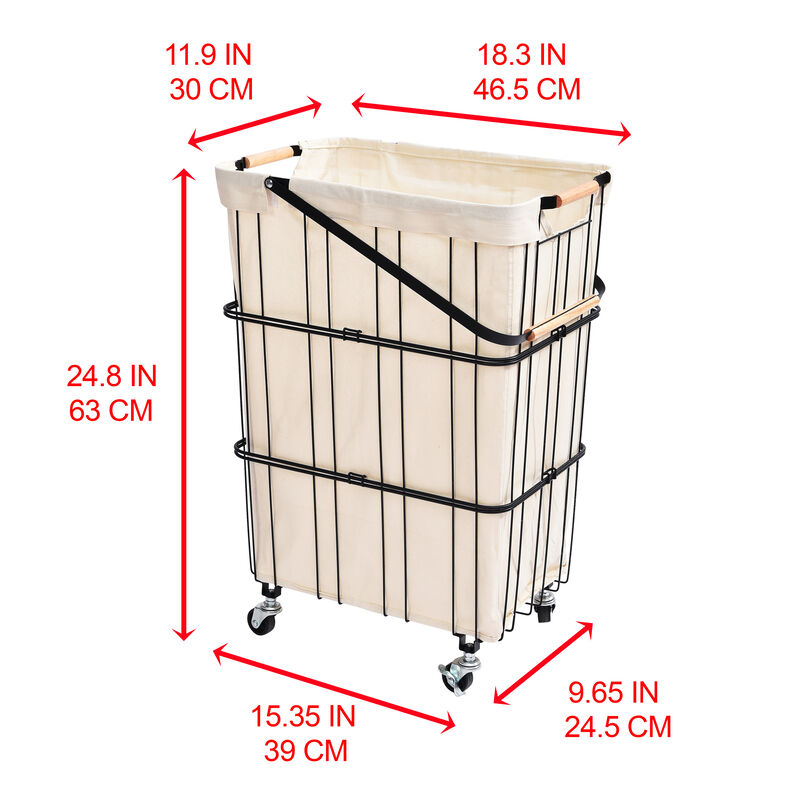 Oceanstar Mobile Rolling Storage Laundry Basket Cart with Handle