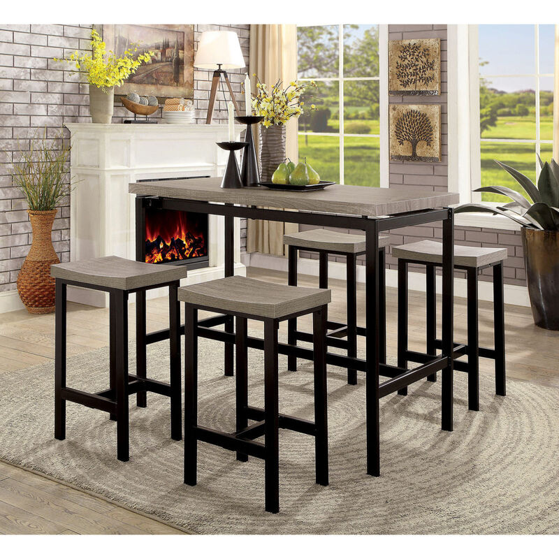 5 Piece Two Tone Counter Height Dining Table Set