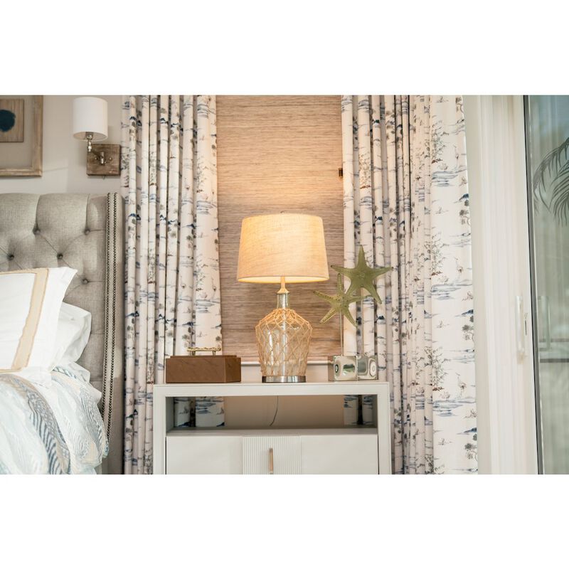 Lux Lighting Cast 28 Bubble Glass Coastal Table Lamp Rope / Burlap, (Set of 2)