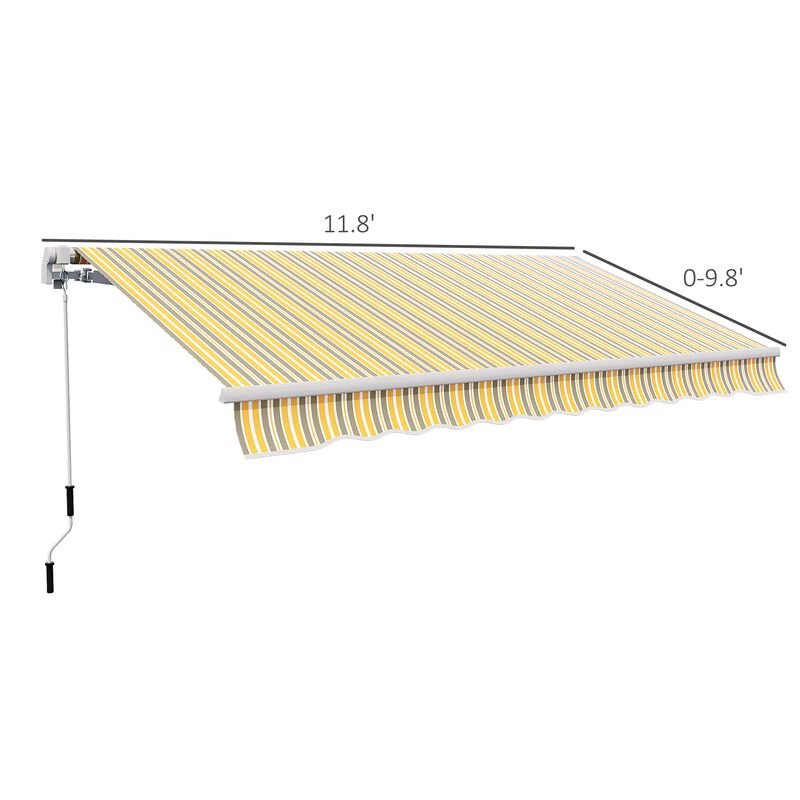 Yellow/Grey Patio Cover: 12'x10' Manual Retractable Sunshade