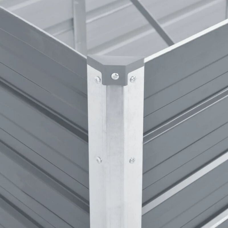 Raised Garden Flower Bed, 32 x 126 Galvanized Steel Gray, Rectangular - Benzara