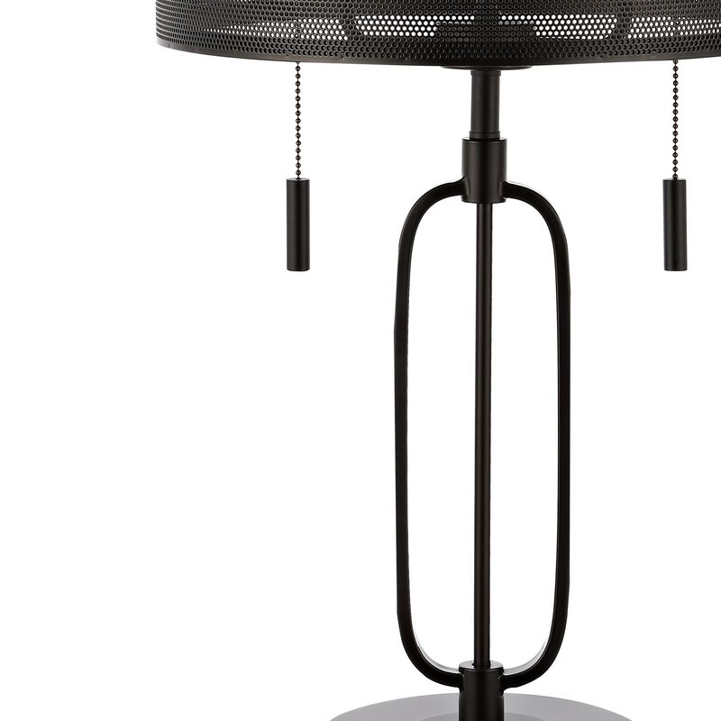 Hank 2-Light Industrial Farmhouse Iron LED Table Lamp with USB Charging Port