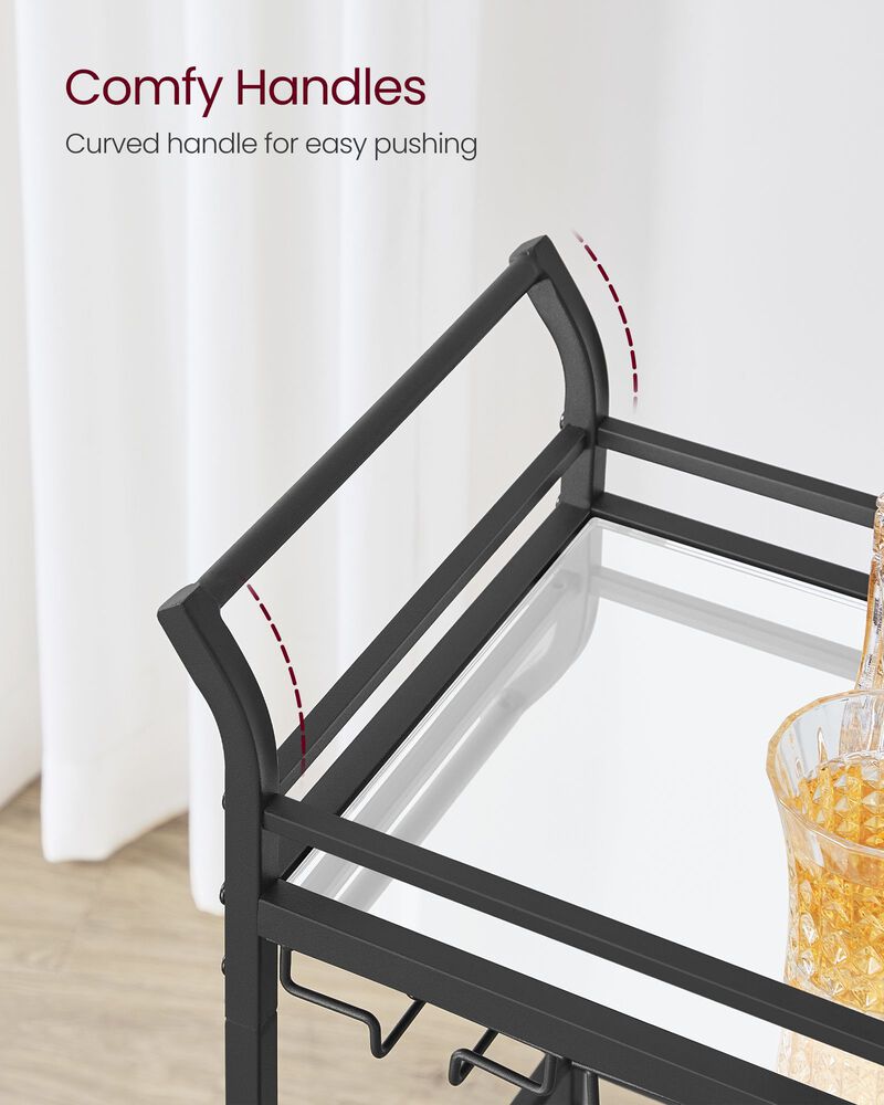 Small Bar Cart with 3-Tier Mirrored Shelves – Elegant Mobile Drink Station for Entertaining