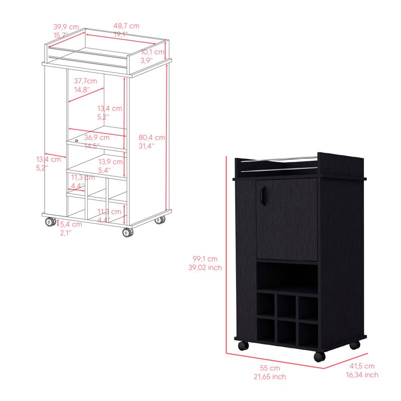 Bar Cart Reese, Living Room, Black
