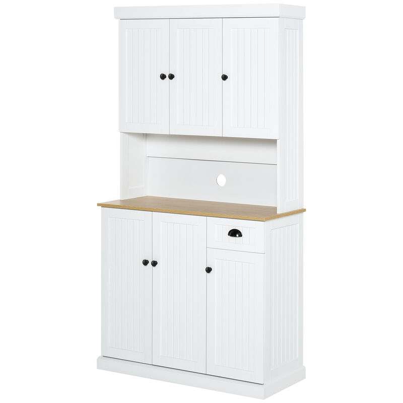 71" Modern Freestanding Kitchen Pantry Cabinet with Adjustable Shelves & Drawer