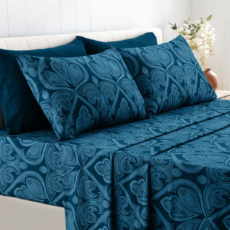 Lux Decor Collection Bed Sheets - Brushed Microfiber Paisley Sheet Set