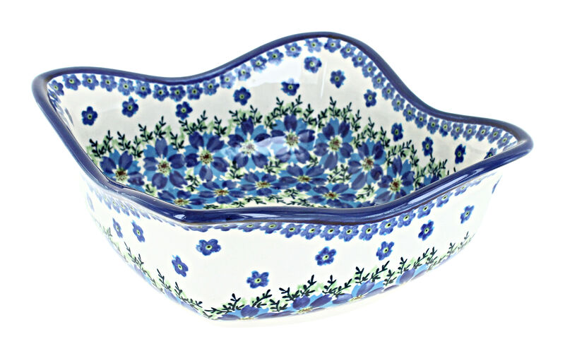 Blue Rose Polish Pottery Sweet Annie Large Square Scallop Bowl