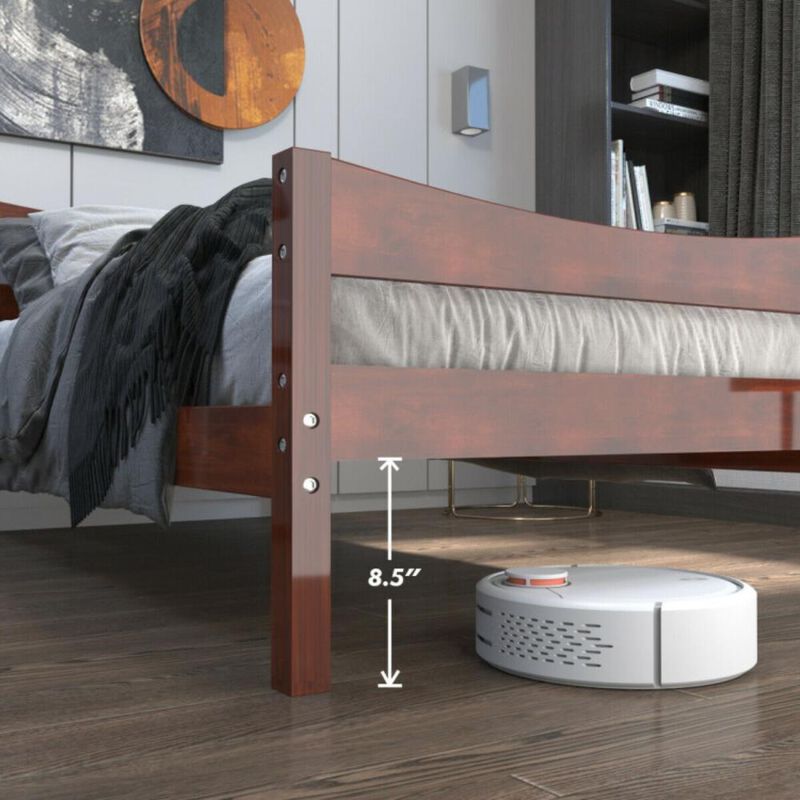 Hivvago Rustic Style Platform Bed Frame with Headboard and Footboard
