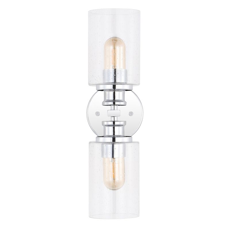 Jules Edison Cylinder Iron/Seeded Glass Farmhouse Contemporary LED Wall Sconce