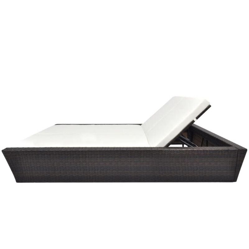 vidaXL Outdoor Lounge Bed with Cushion Poly Rattan Brown