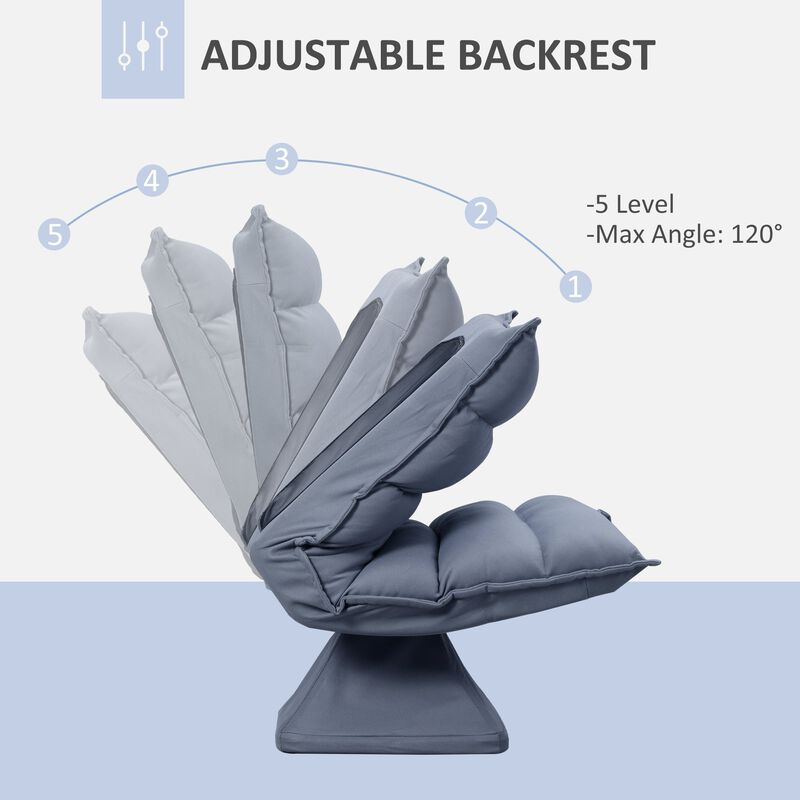 Grey Gaming Comfort: Adjustable Swivel Floor Chair with Back Support