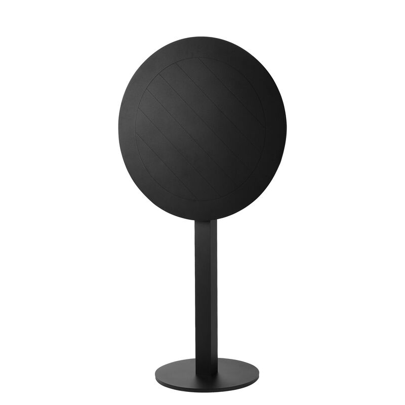 Keli 43 Inch Outdoor Bar Table, Black Aluminum Frame, Foldable Design - Benzara