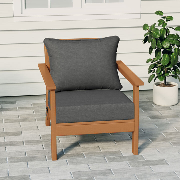 WestinTrends Outdoor Modern HDPE Patio Club Chair with Deep Seat Cushions