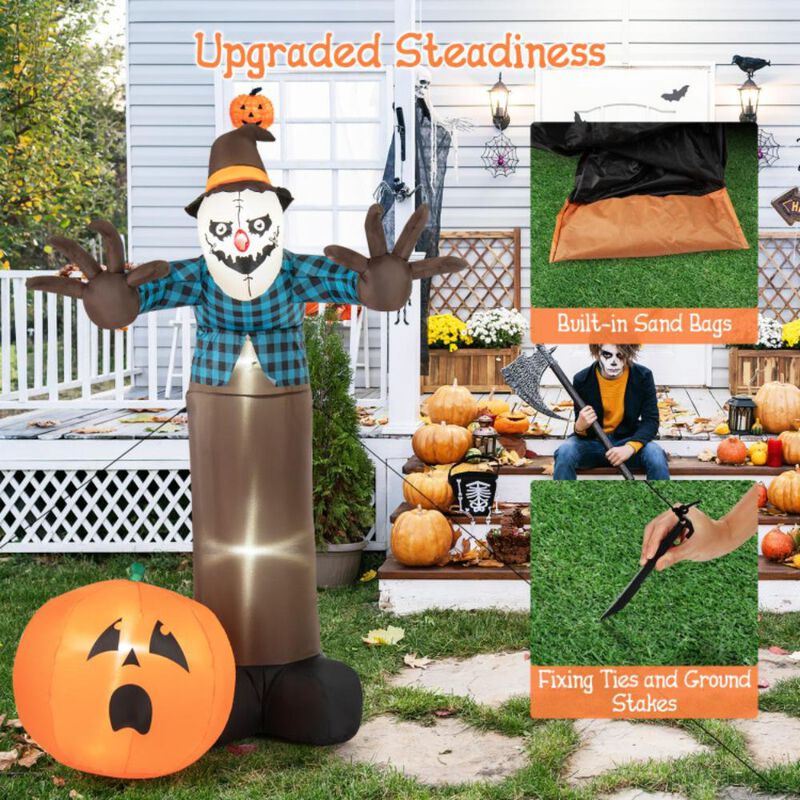 Hivvago 7 FT Inflatable Halloween Haunted Scarecrow Pumpkin Ghost with Built-in LED Lights