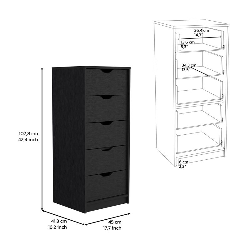 DEPOT E-SHOP Houma 5 Drawers Narrow Dresser, Slim Storage Chest of Drawers