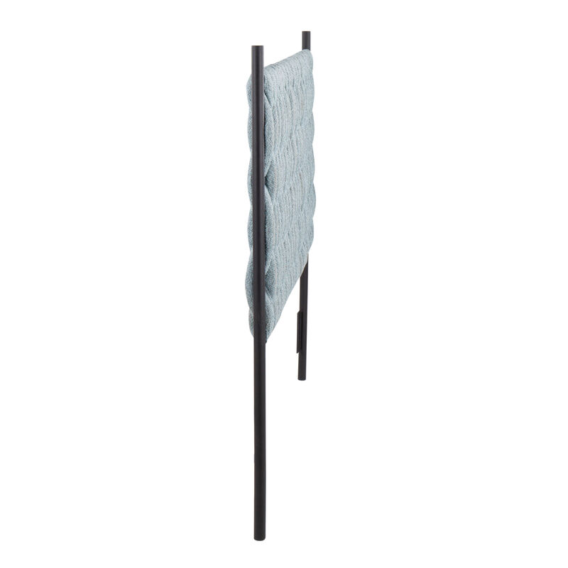 Braided Matisse Queen Size Headboard In Black Metal And Blue Fabric