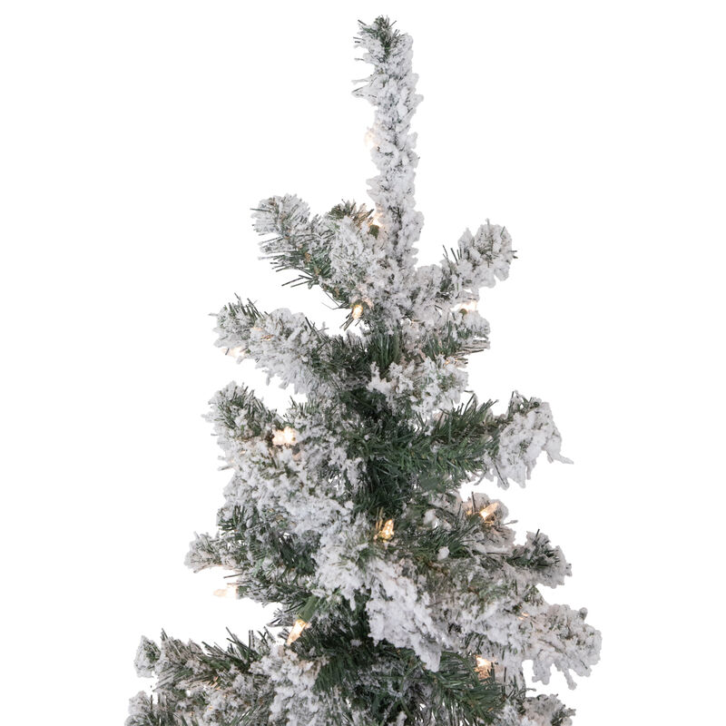 6' Pre-Lit Slim Flocked Pine Artificial Christmas Tree  Clear Lights
