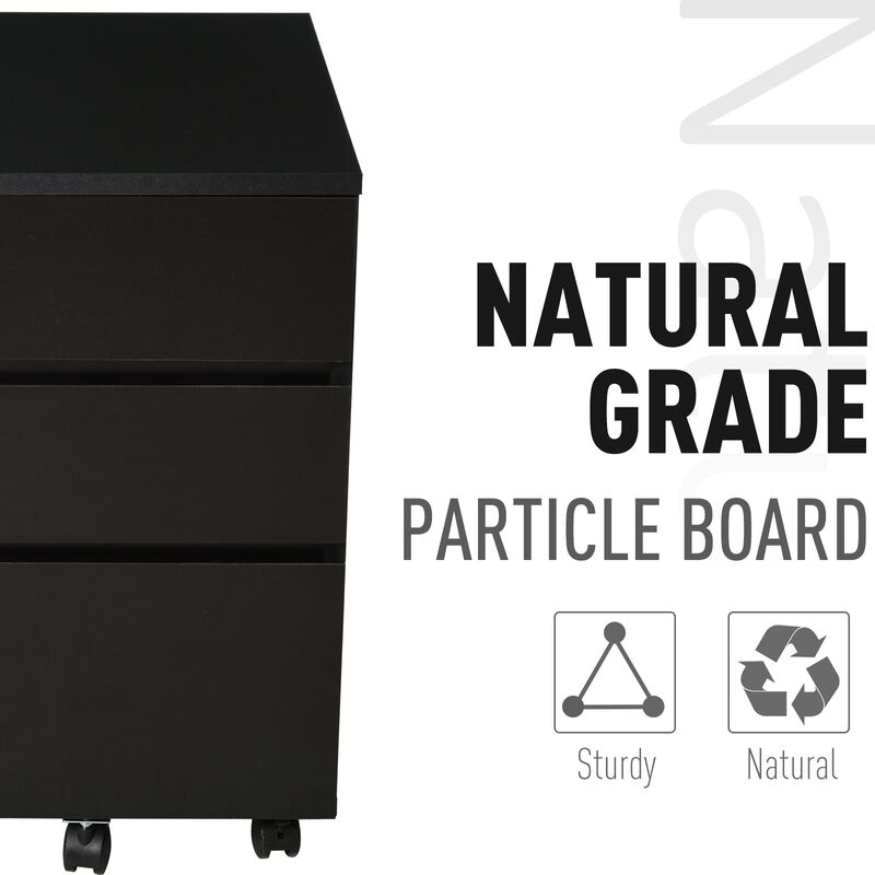 Black Office Assistant: 3-Drawer Mobile File Cabinet/Printer Stand