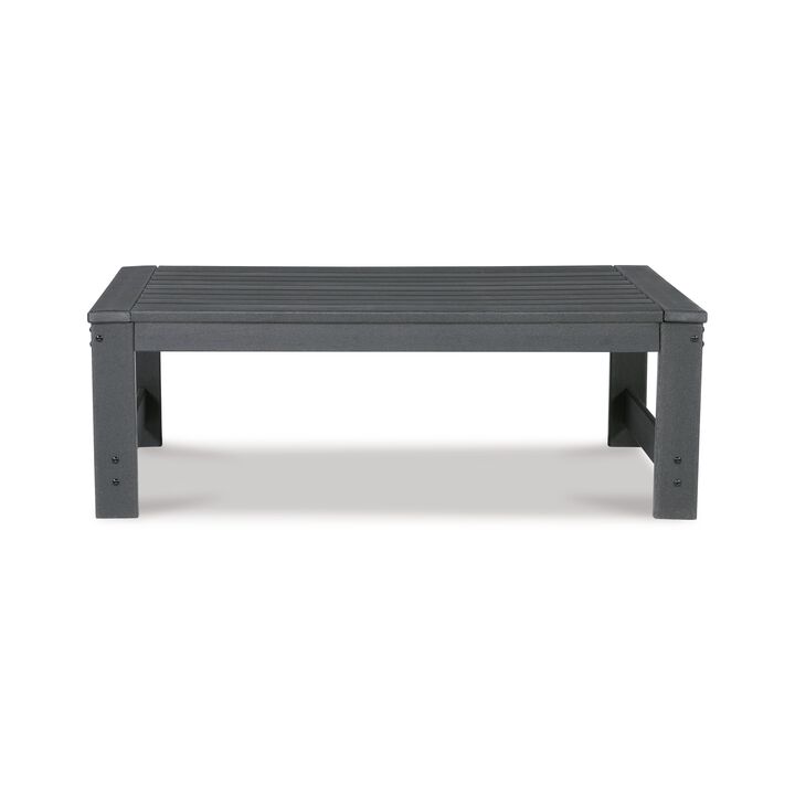 Wigo 48 Inch Outdoor Coffee Table, Slatted Top, Modern Style, Charcoal Gray - Benzara