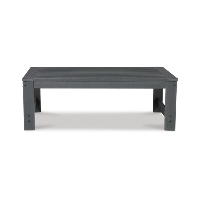Wigo 48 Inch Outdoor Coffee Table, Slatted Top, Modern Style, Charcoal Gray - Benzara