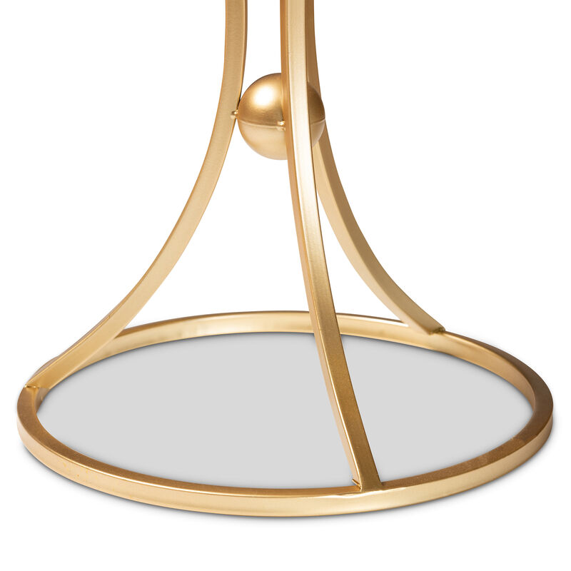 Baxton Studio Tarmon Modern Gold Finished Metal End Table With Marble Tabletop