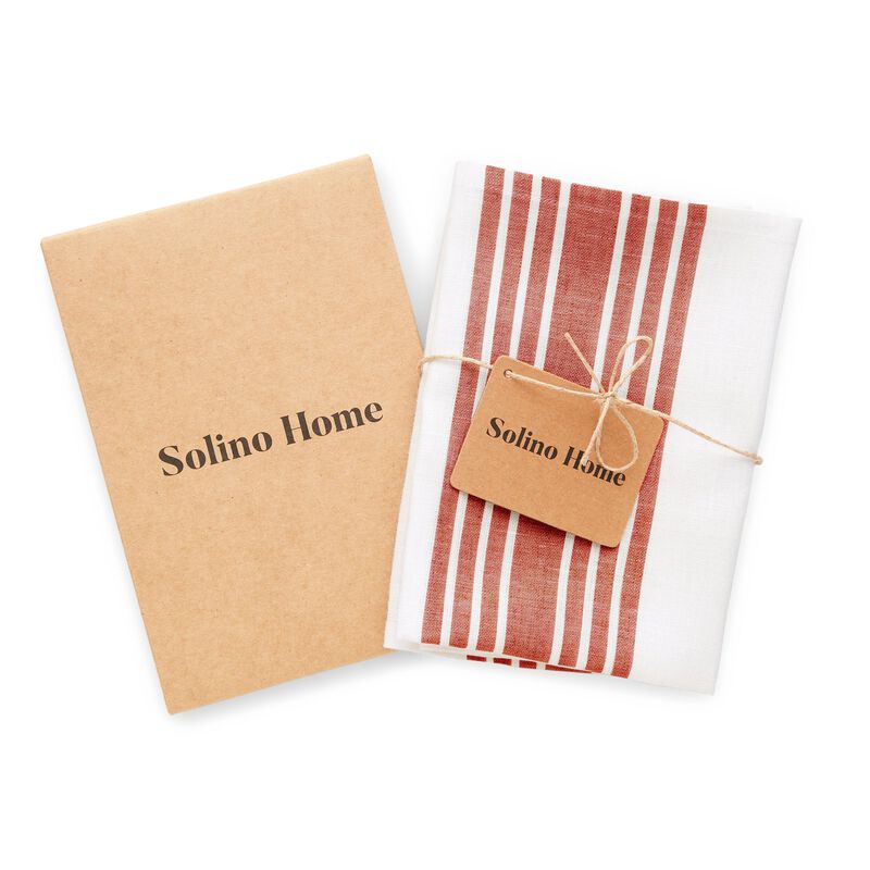 Solino Home 100% Pure Stripe Linen Kitchen Towels 17x26" Set of 2 for Spring & Easter | Farmhouse