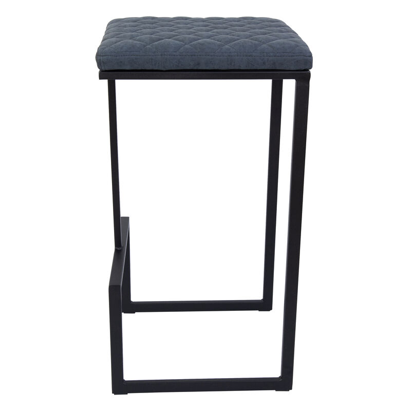 LeisureMod Quincy Quilted Stitched Leather Bar Stools – Set of 2, Modern and Comfortable Seating