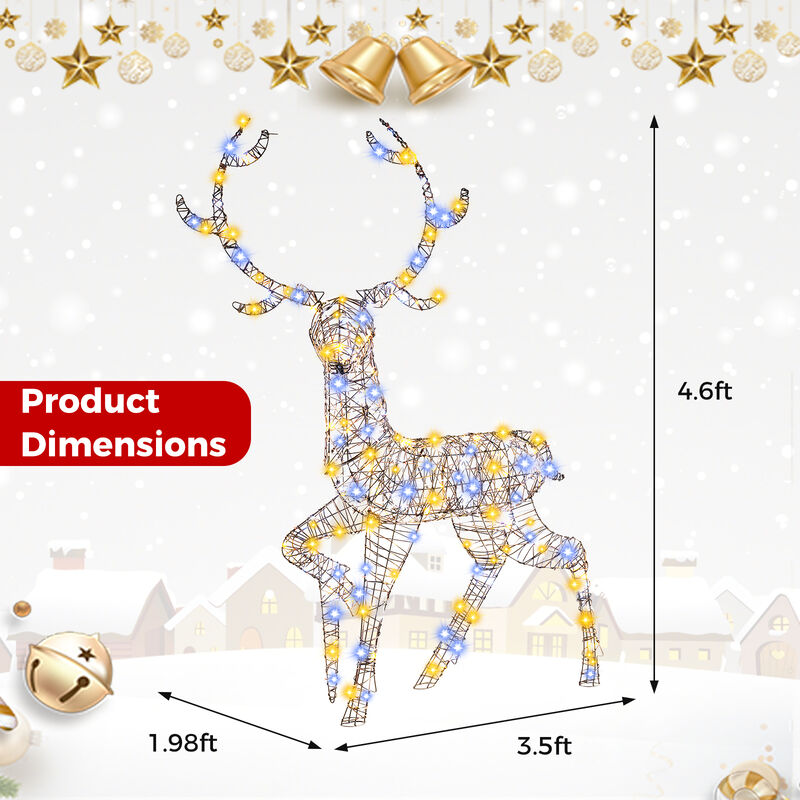 Pre-Lit Christmas Reindeer with 170 Cold and Warm LED Lights