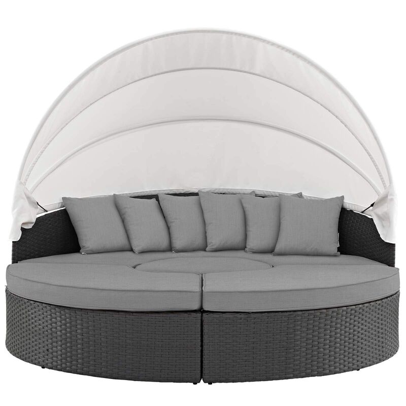 Modway EEI-1986 Sojourn Outdoor Patio Sunbrella Sectional Daybed with Canopy in Canvas Gray