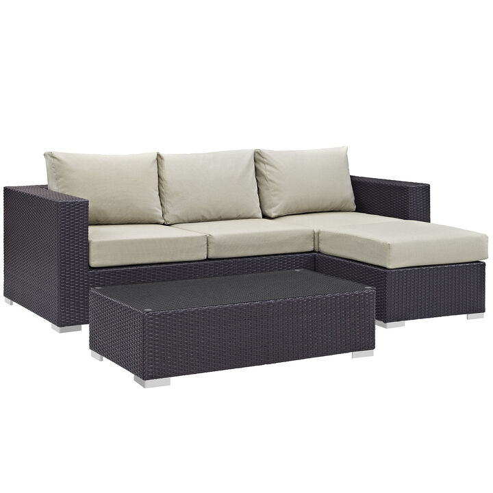 Modway - Convene 3 Piece Outdoor Patio Sofa Set