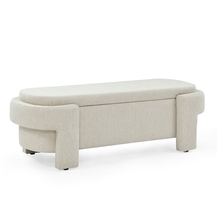 Gewnee Linen Fabric Upholstered Bench,Beige