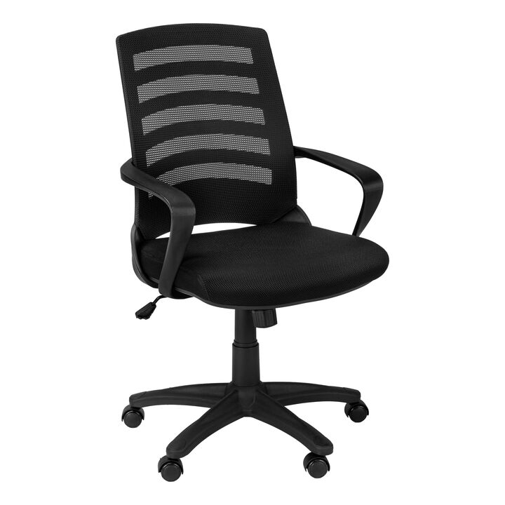 Monarch Specialties I 7224 Office Chair, Adjustable Height, Swivel, Ergonomic, Armrests, Computer Desk, Work, Metal, Mesh, Black, Contemporary, Modern